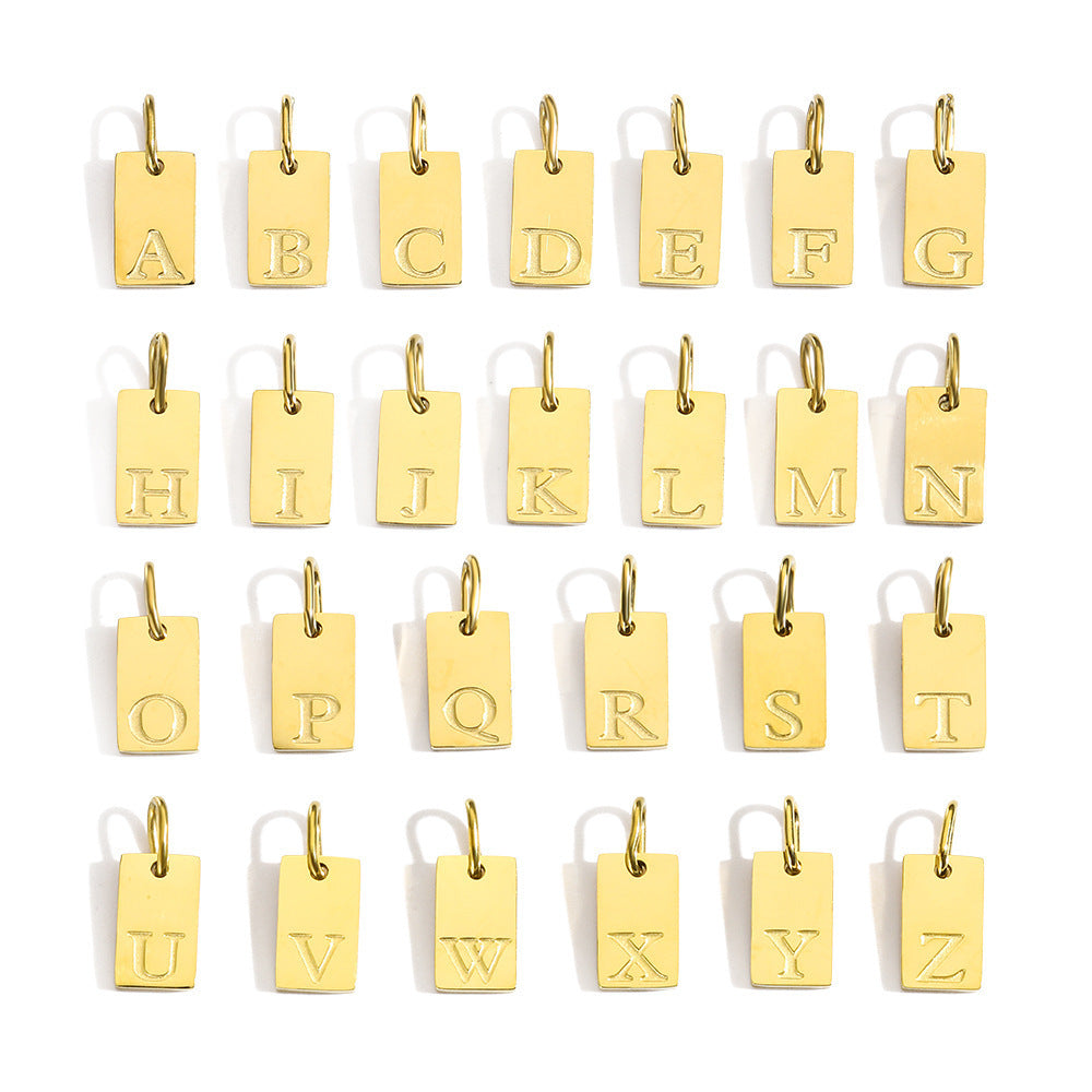 Wholesale 26 English letters stainless steel gold-plated pendant
