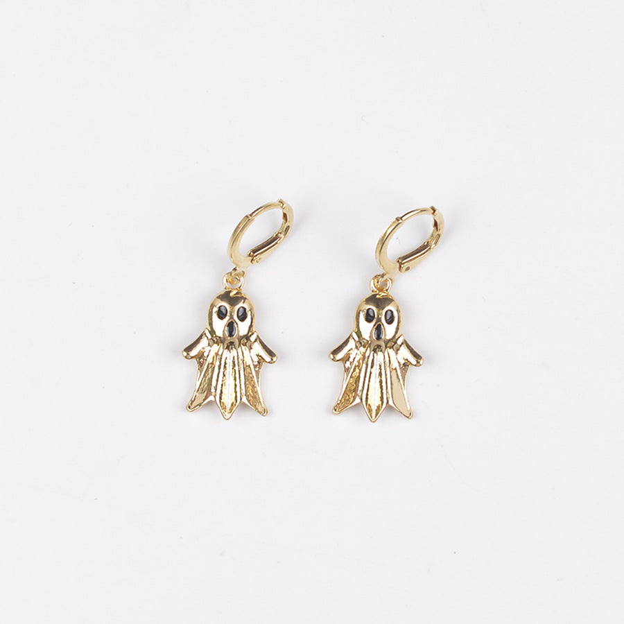 Wholesale  Ghost Pendant Earrings Necklace Set In Gold Zinc Alloy Party Fashion Accessory