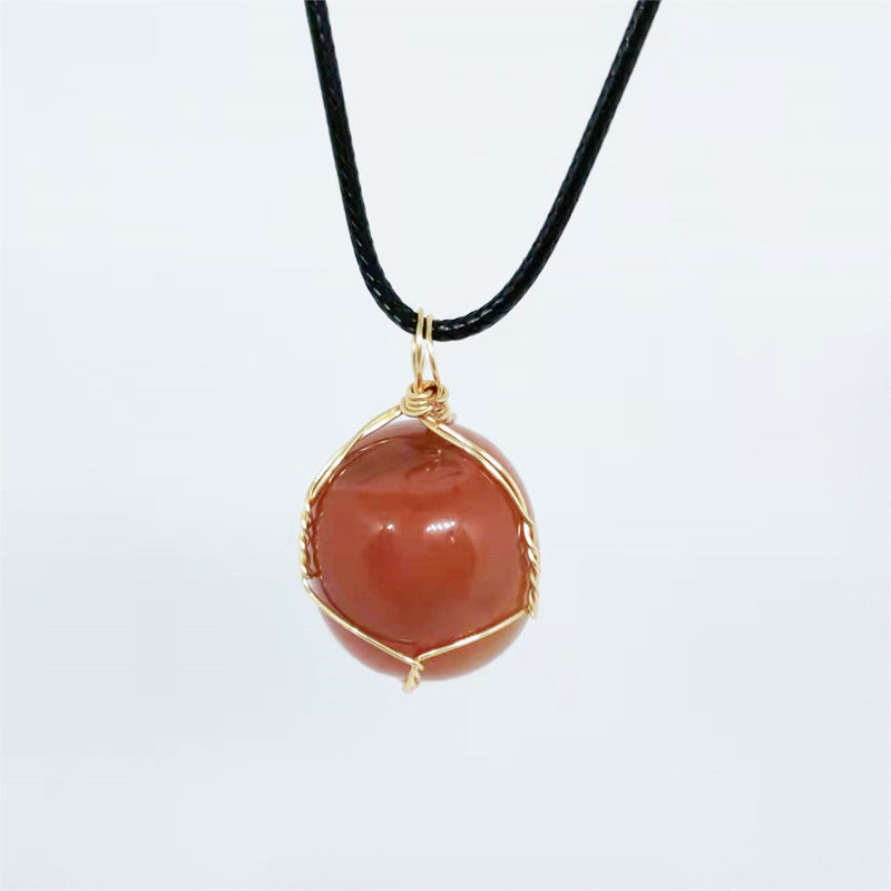 Wholesale Natural Stone Agate Wire Pendant Handmade Wire Irregular Crystal Pendant Necklaces ACC-NE-Yinhai001