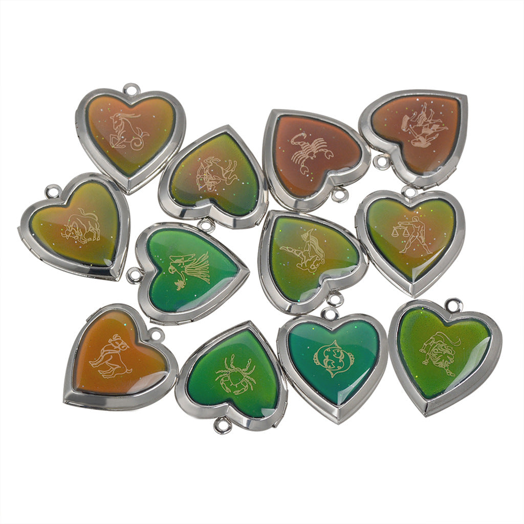 Wholesale Sweet Love Twelve Constellations Thermochromic Necklace Stainless Steel O-Line Chain ACC-NE-Hour001