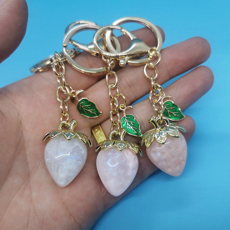 Wholesale Strawberry Alloy Leather Keychains ACC-KC-MeiXin018