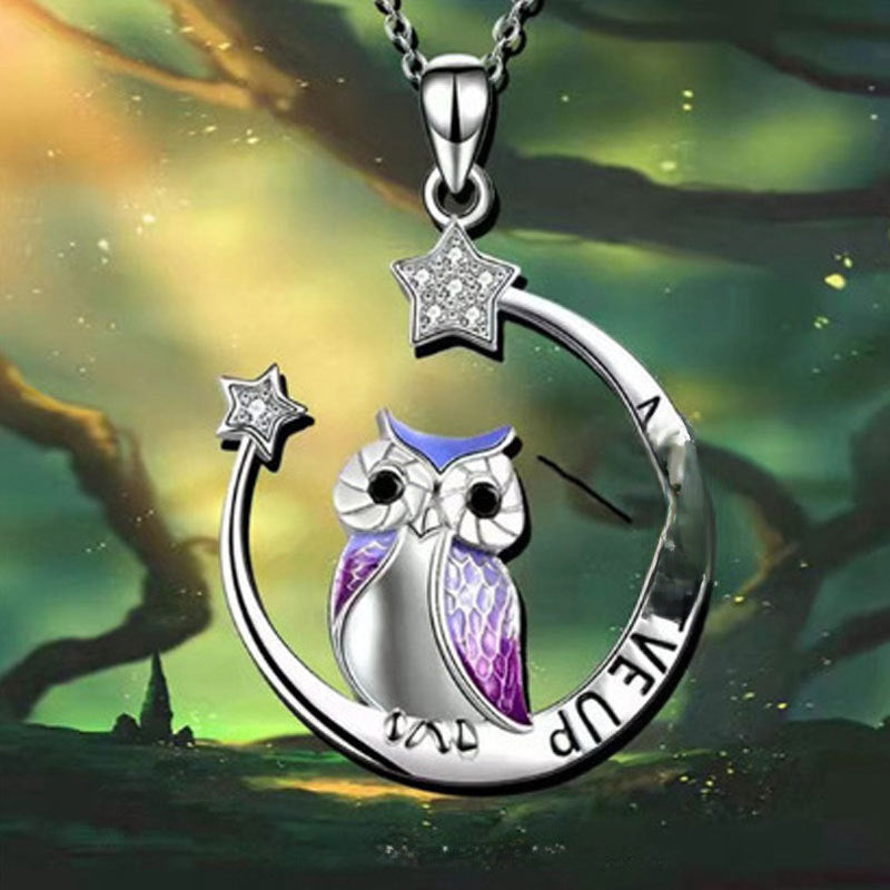 Wholesale Alloy Diamond Owl Necklace