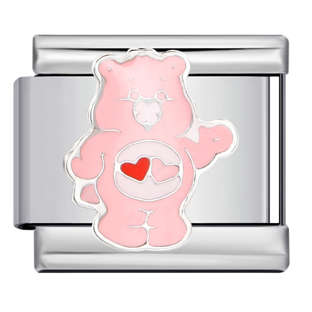Wholesale Cute Bear Italian Module Bracelet Stainless Steel Welding Pattern DIY Charms