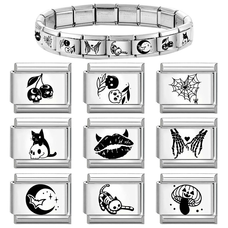 Wholesale 9mm Italian Charm Starter Bracelets DIY square Single Section Creative Stainless Steel Composable Bracelet