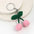 Wholesale hand-woven diy knitted wool cherry pendant keychains