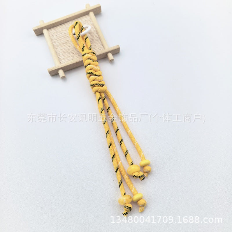 Wholesale Trendy Hand Knitted Contrast Color Keychain Lanyard Polyester Car Key Accessory