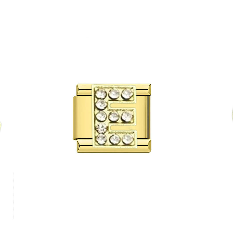 Wholesale Cross-Border Popular Fashion Rhinestone 26-Letter English Alphabet Series Italian Modular DIY Stainless Steel Bracelet Accessories