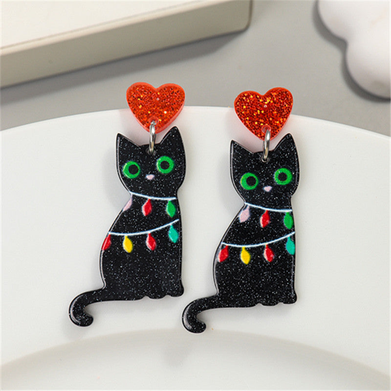 Wholesale Christmas Cat Earrings Acrylic Fashion Accessory Gift for Party Wear Boutique