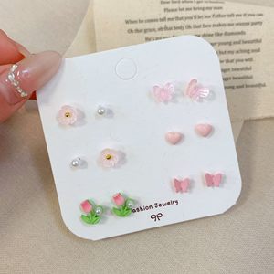 Wholesale Sweet and fresh silver needle small floral and fruit earrings