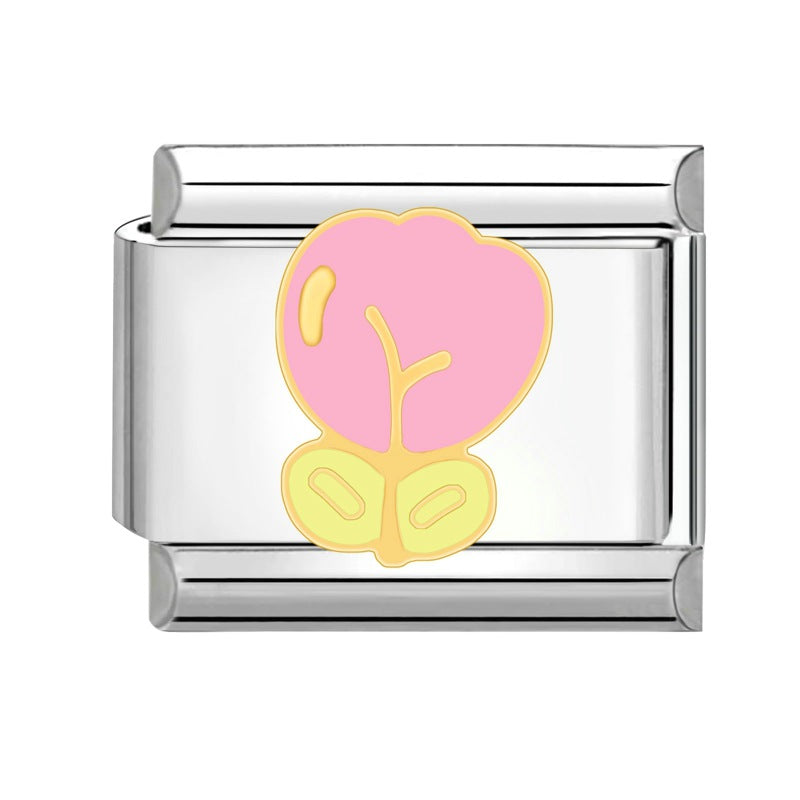 Wholesale Italian Charm Bracelet 9mm DIY Splicing Creative Flower Plant Stainless Steel Composable Bracelet