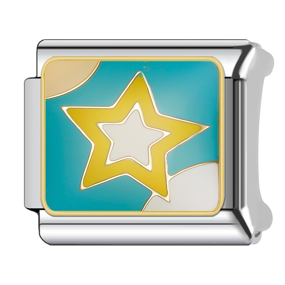 Wholesale Italian Charm Bracelet 9mm DIY Splicing Sun and Star Series Stainless Steel Composable Bracelet