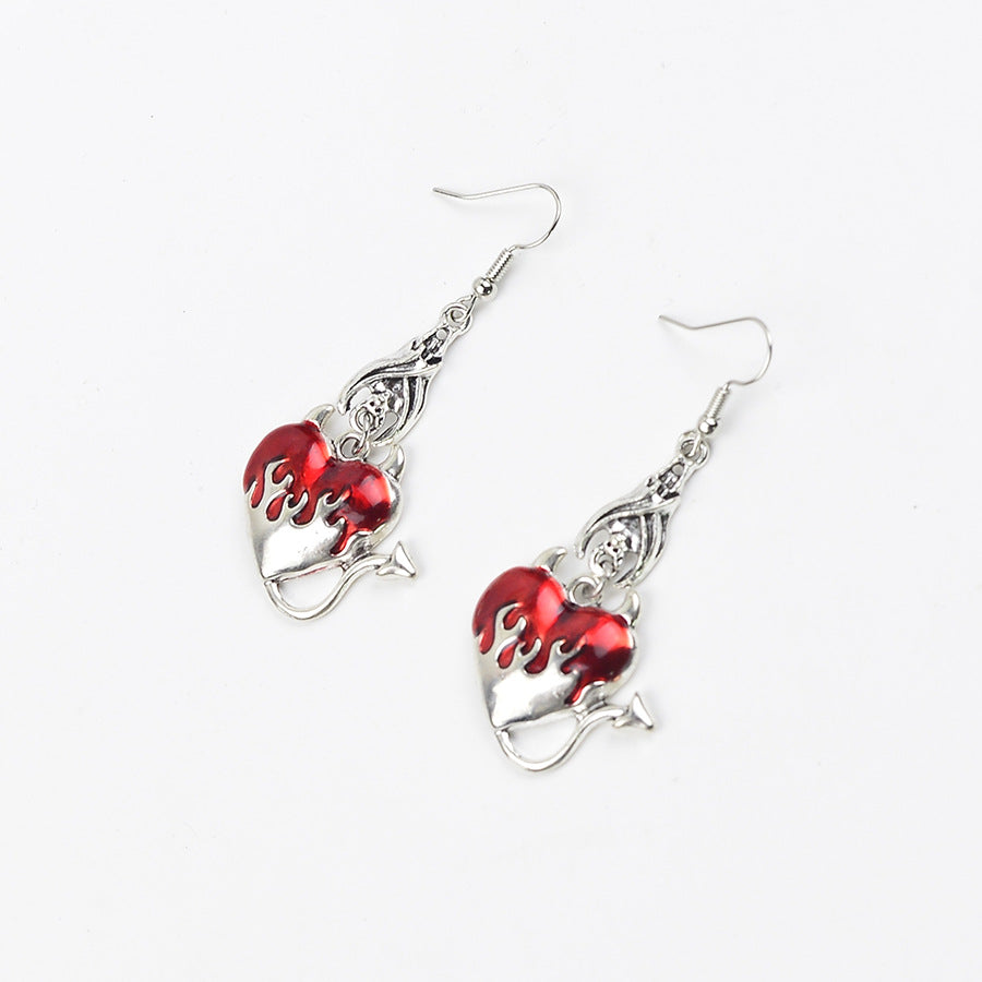 Wholesale Retro Gothic Heart Cross Pendant Earrings  Party Chic Jewelry Accessory