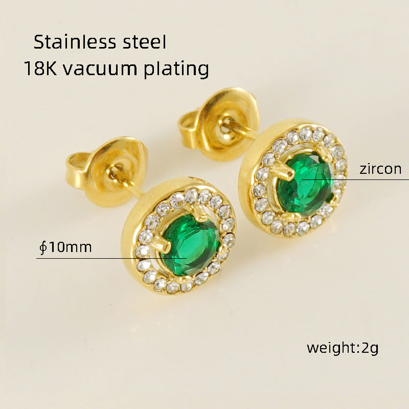 Wholesale Stainless Steel Love Zircon 18K Water Drop Sunflower Earrings ACC-ES-Zhongy002