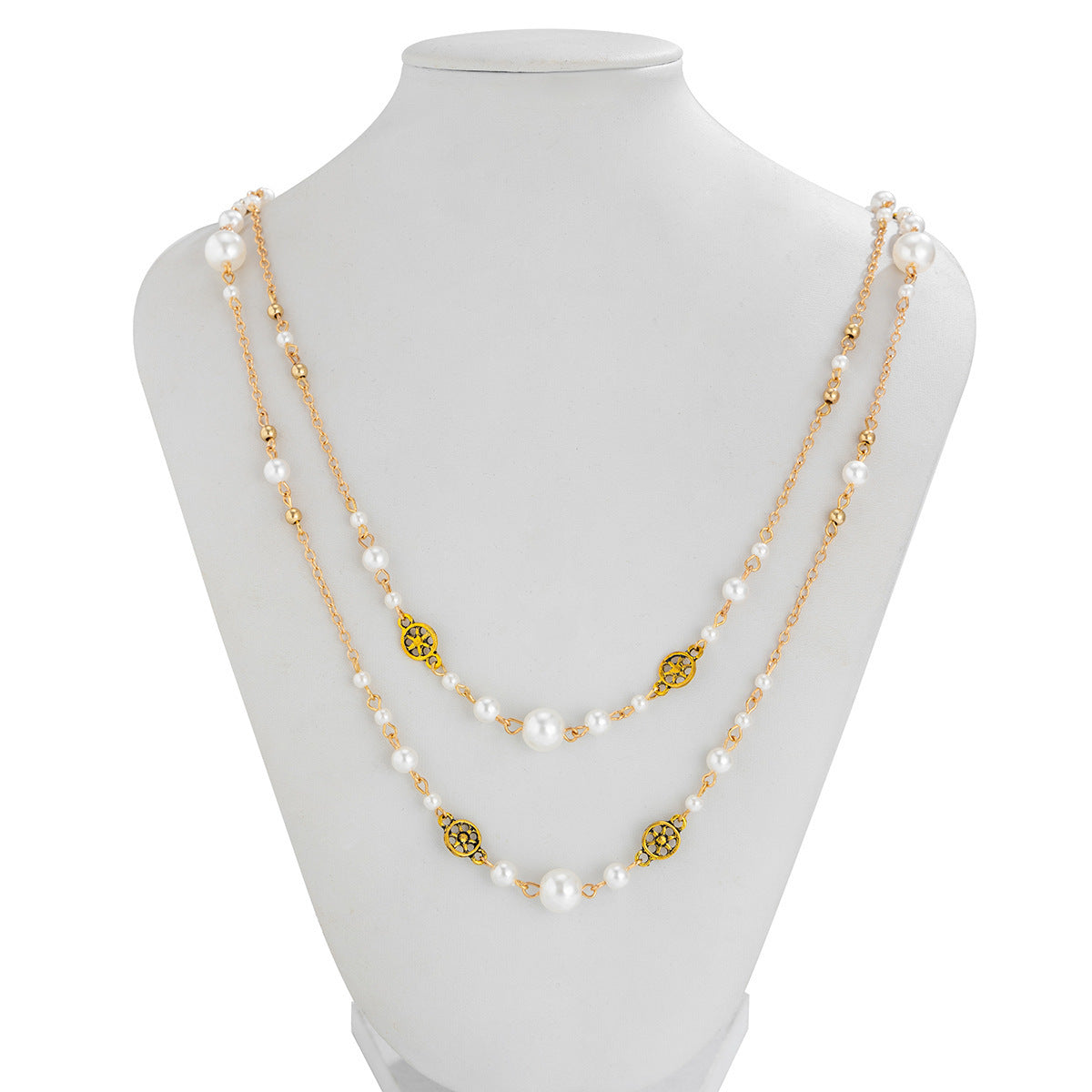 Wholesale Retro Ethnic Style Layered Imitation Pearl Long Necklace With Gold Tone Star Pendant Jewelry Accessory For Gift And Boutique Resale