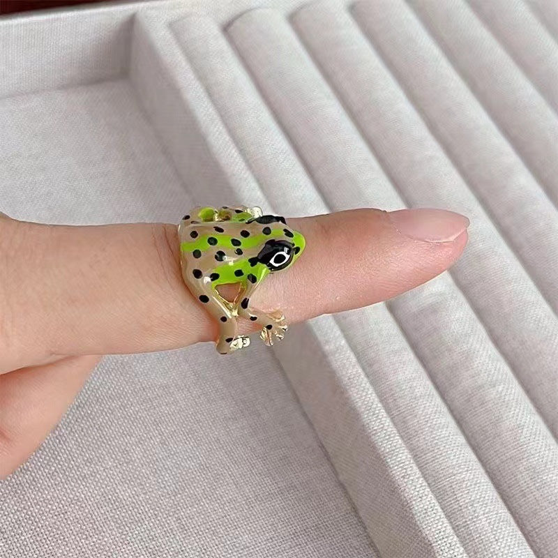 Wholesale Tree Frog Green Funny Frog Open Adjustable Rings ACC-RS-YuanRan001