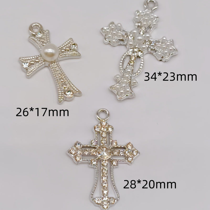 Wholesale 10pcs Alloy memory diamond cross accessories earrings necklace pendant jewelry ornaments earring DIY materials