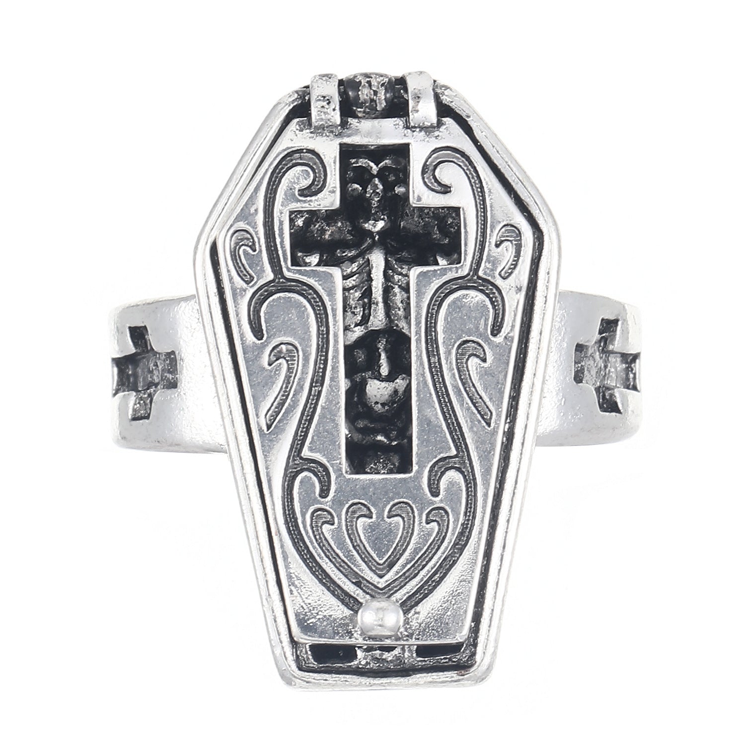 Wholesale Copper Gothic Skull Cross Open Ring - Trendy Unisex Jewelry Gift
