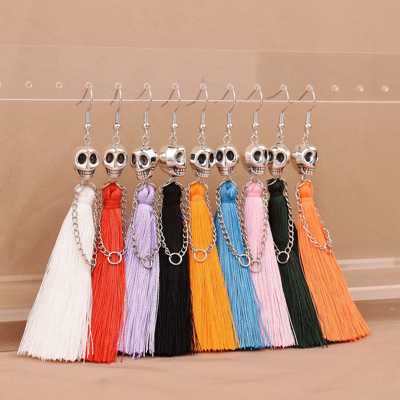 Wholesale   skull tassel earrings