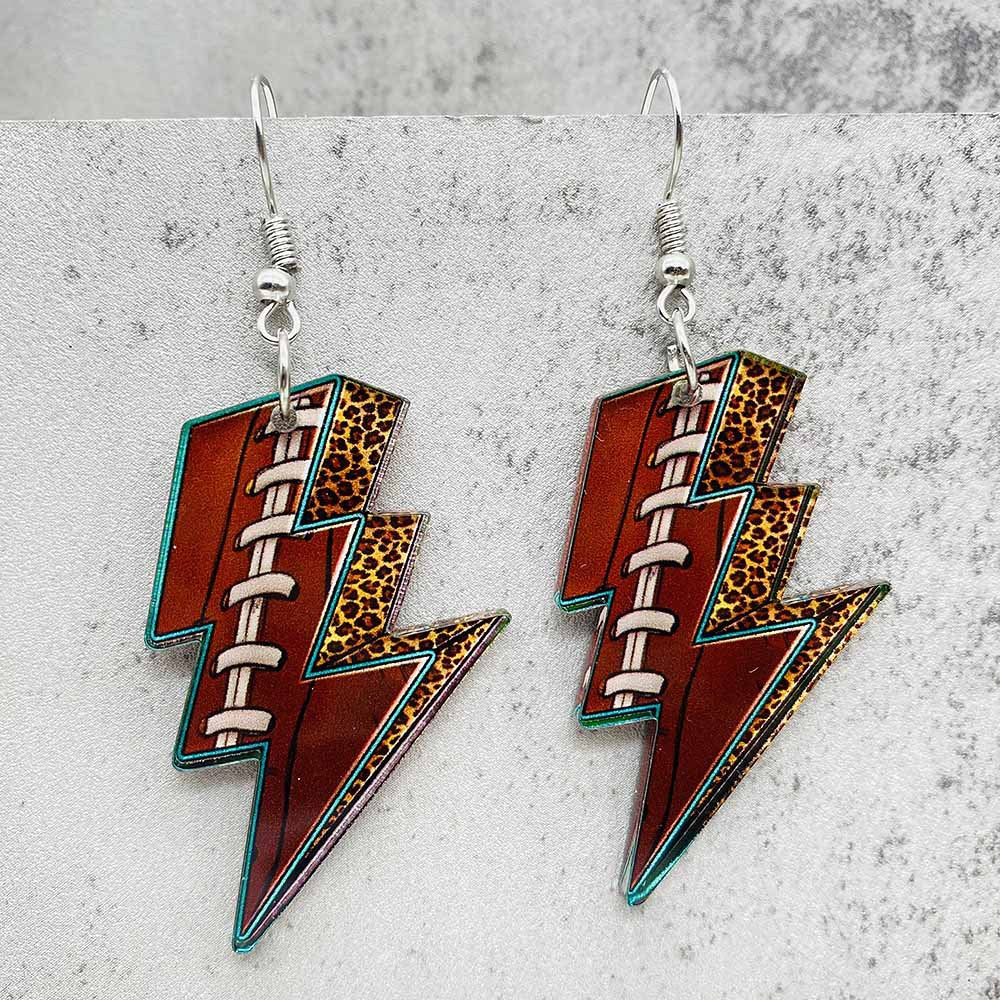 Wholesale Games Themed Leopard Print Football Acrylic Earrings ACC-ES-CY012