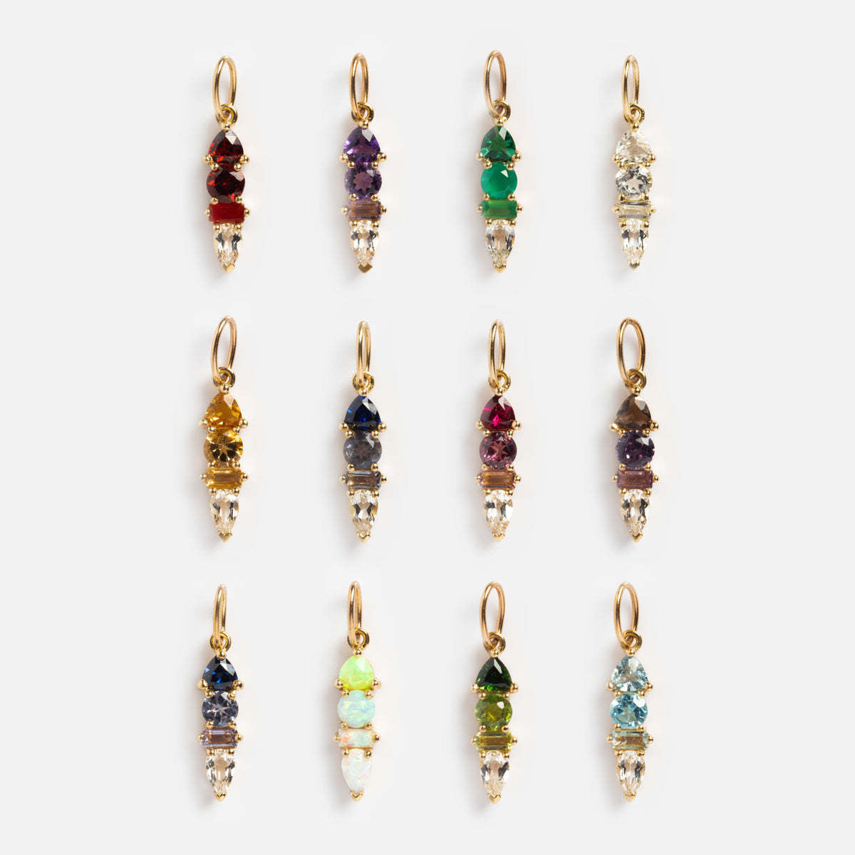 Wholesale  Water Drop Colorful 12 Birthstone Pendant