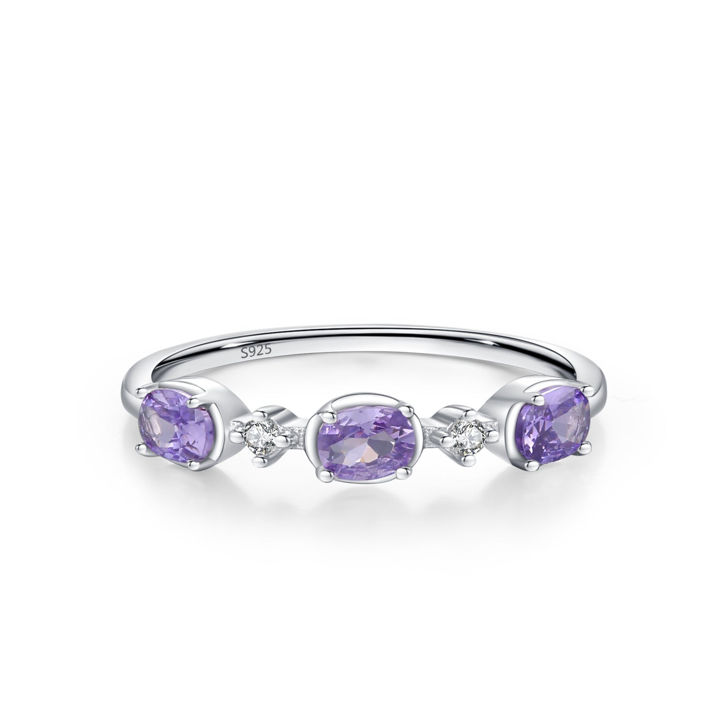 Wholesale S925 Sterling Silver Purple White Contrast Color Design Ring