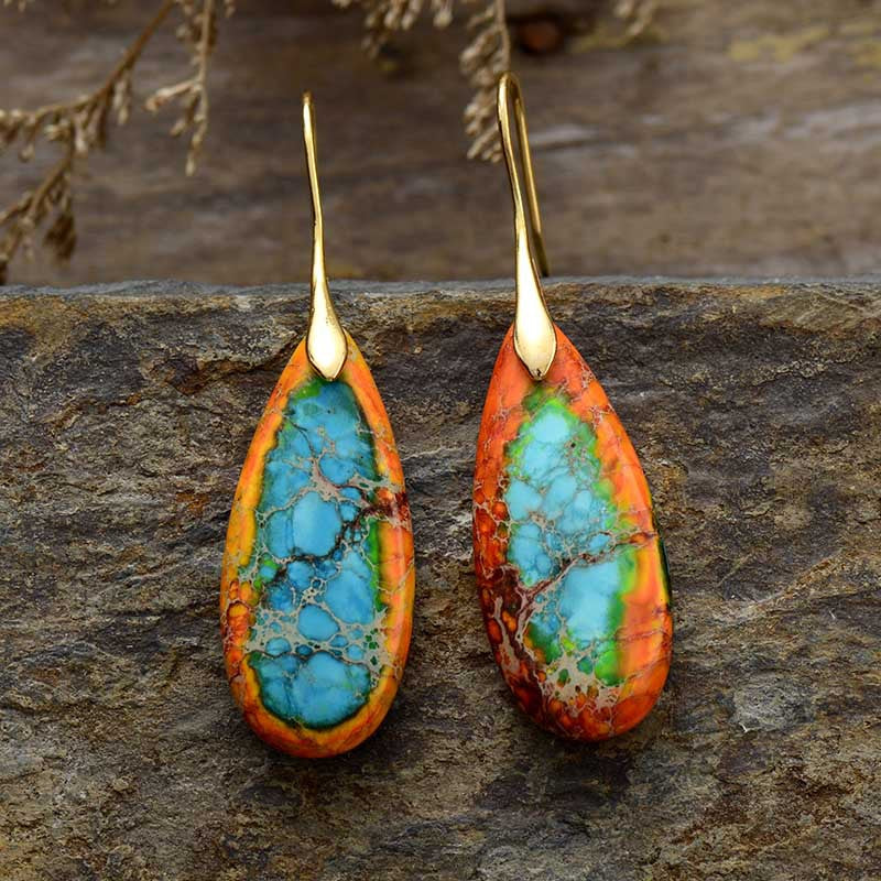 Wholesale Bohemian Imperial Stone Natural Stone Water Drop Earrings ACC-ES-LZ006