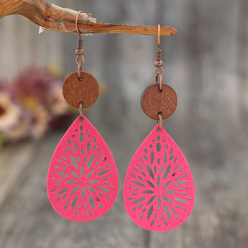 Wholesale Bohemian Retro Multi-Color Drop Leather Earrings Fashion Accessory for Party Gift