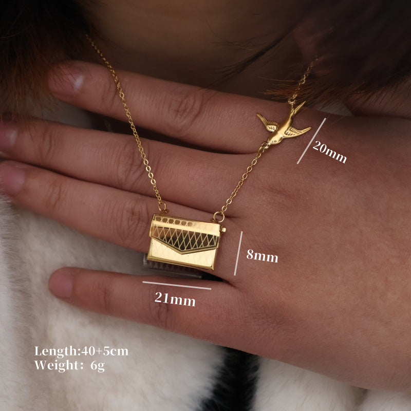 Wholesale Stainless Steel Flying Pigeon Love Letter Envelope Necklace