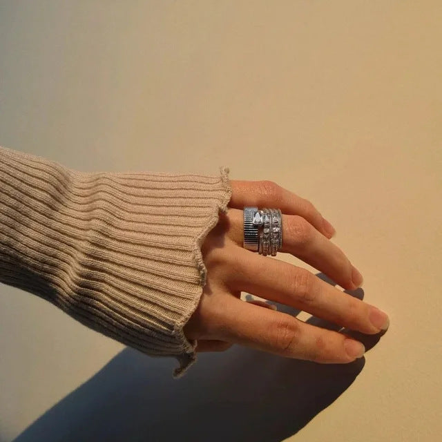 Wholesale Stainless steel retro furnace vacuum plating 18k real gold ring