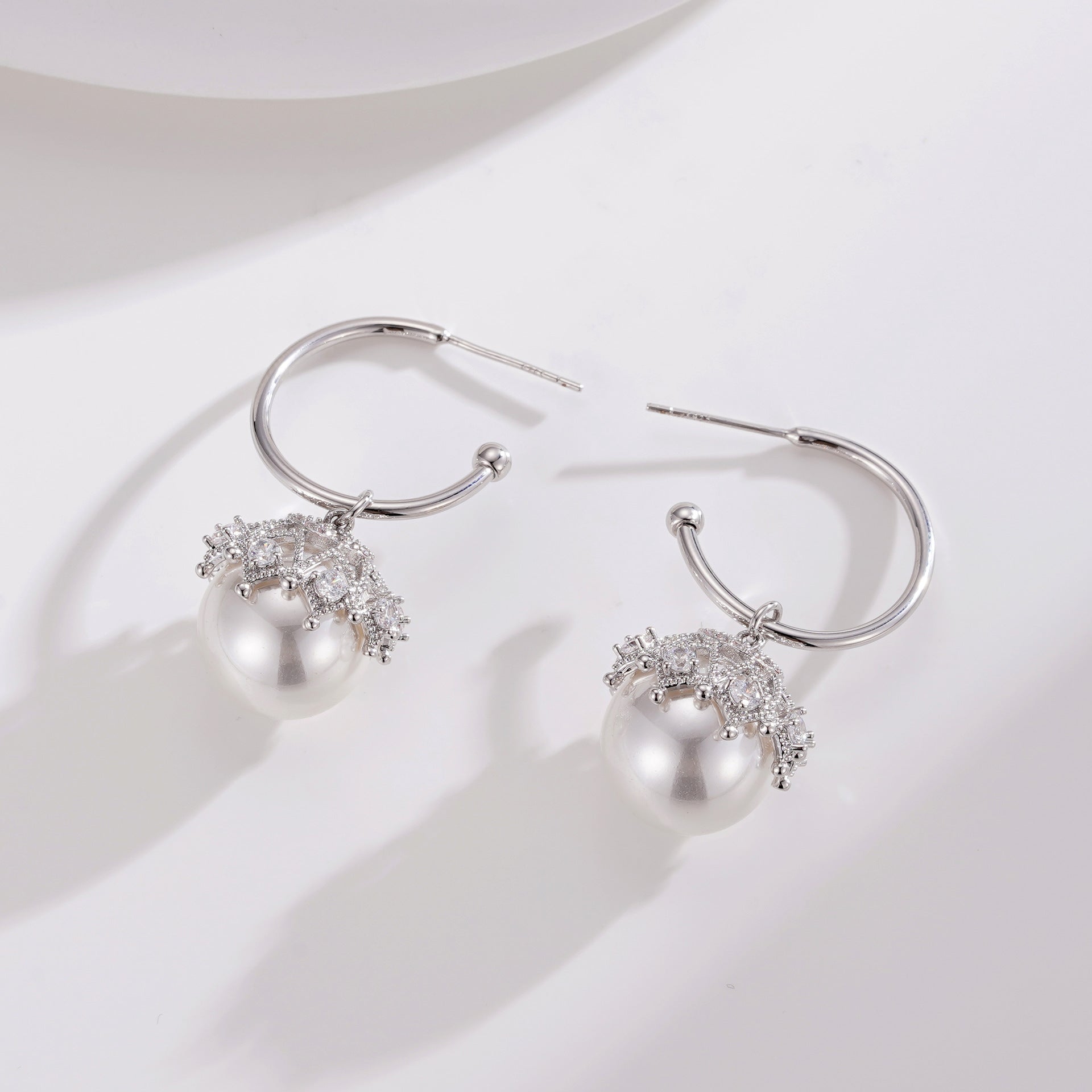 Wholesale Lace Pearl 925 Silver Pin  Earrings