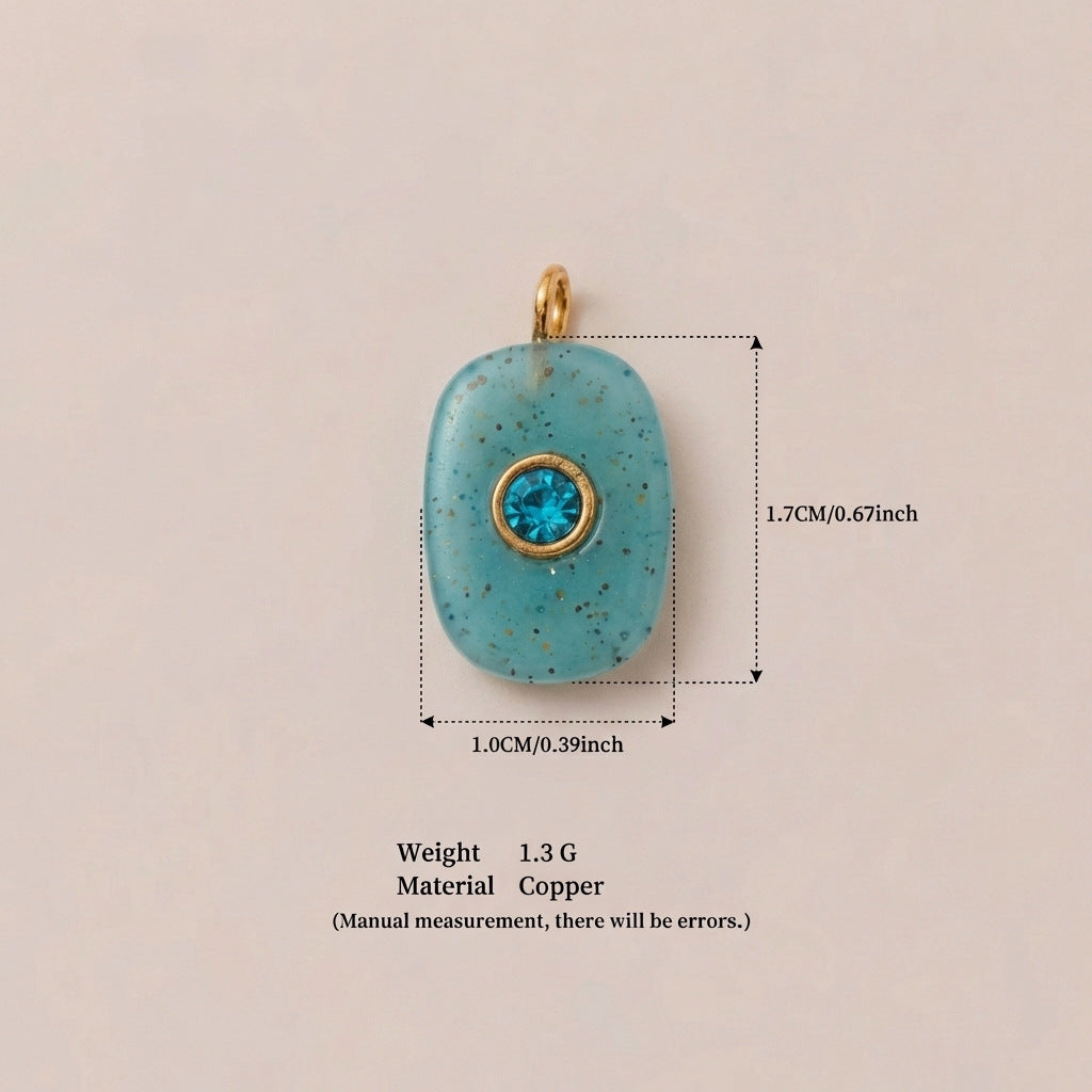 Wholesale Cross-Border Independent Website New Dopamine-Colored Birthstone Zircon Round and Square Cute DIY Pendant Gold-Plated