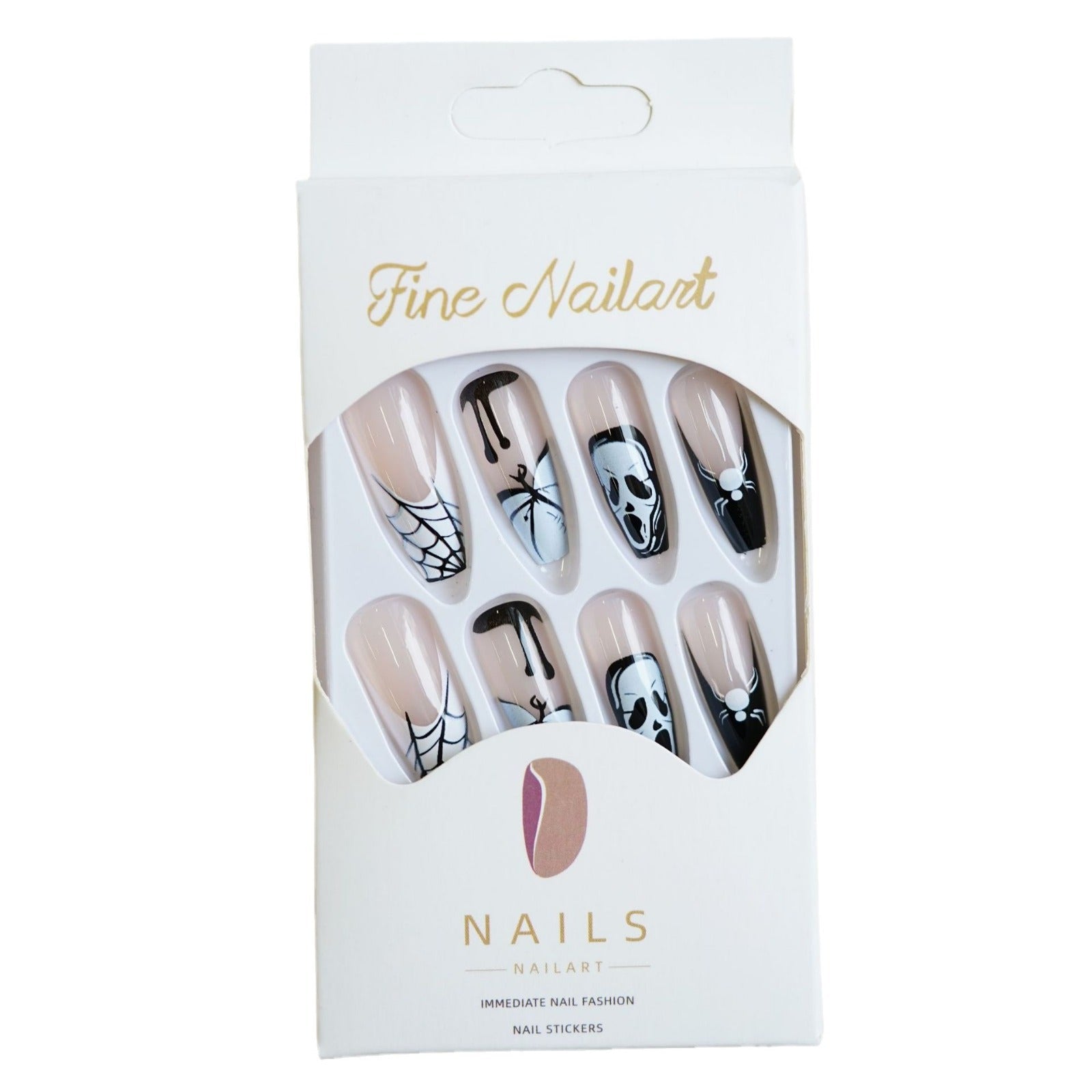 Wholesale 24 Pieces/ box  White  Skull Nails Kits Nail Stickers