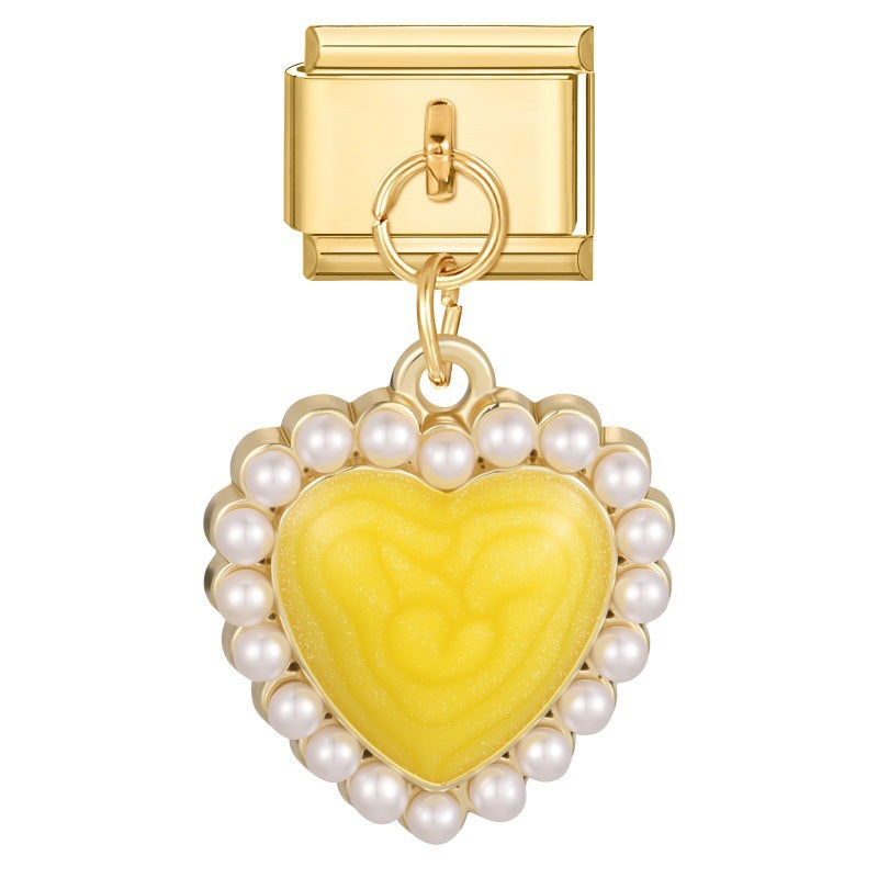Wholesale Fruit Heart Star Pendant DIY Bracelet Charm Stainless Steel Gold Tone Jewelry Accessory