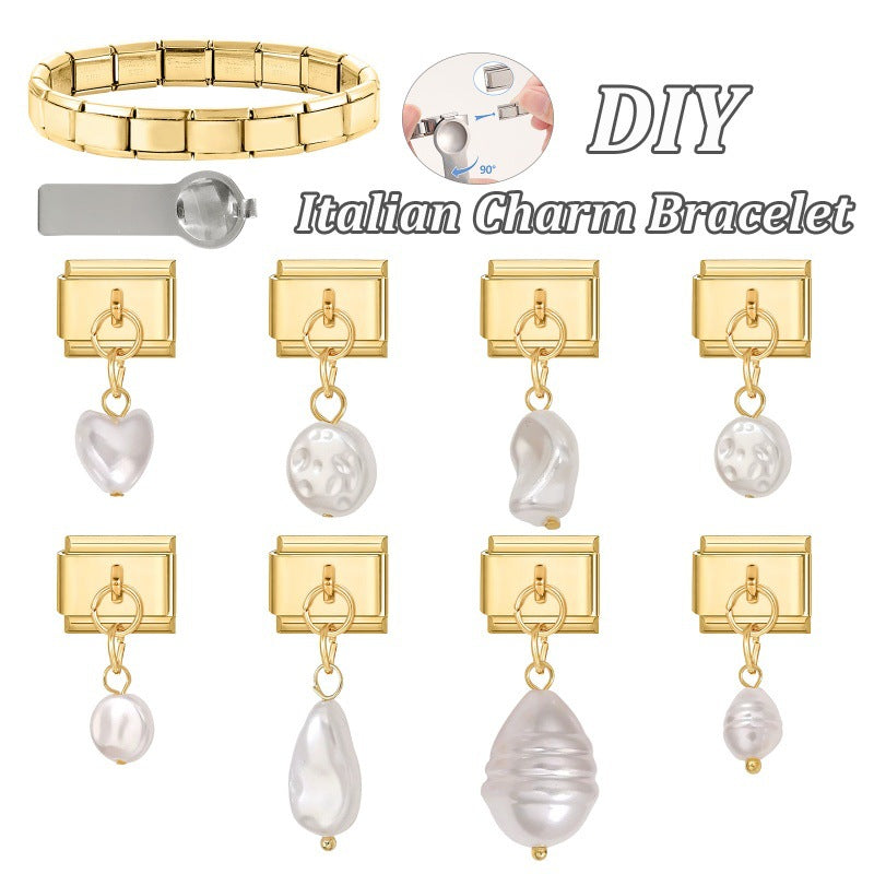 Wholesale Italian Charm Bracelet 9mm DIY Splicing Gold Pendant Stainless Steel Composable Bracelet