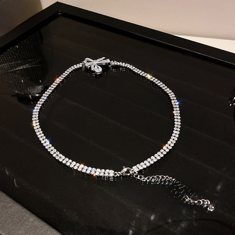 Wholesale  Micro-inlaid Zircon Bow Necklace