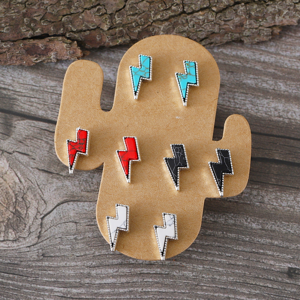Wholesale Western Wind Lightning Round Turquoise Stud Earrings