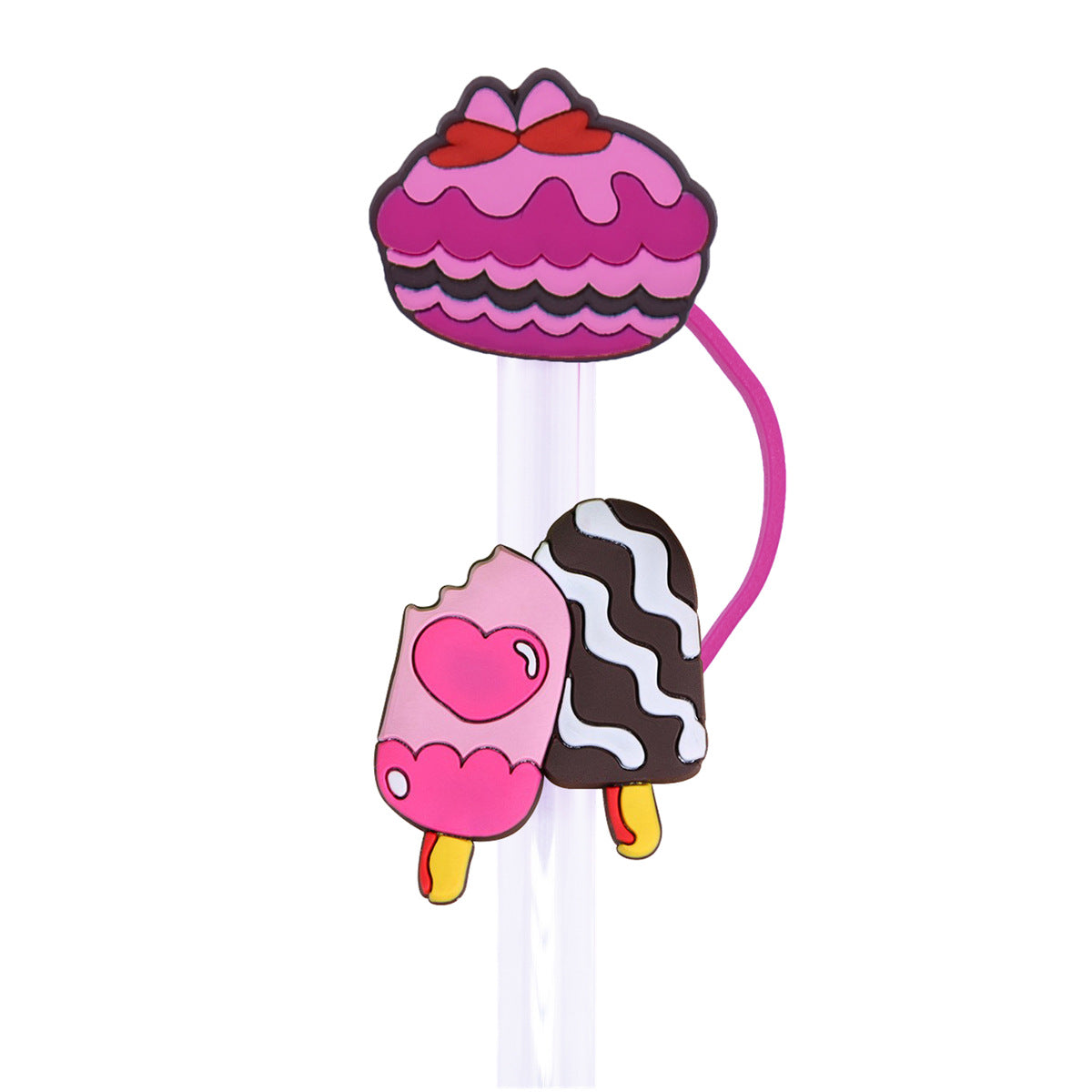 Wholesale Random 100pcs 10mm Straw Tube Cap Ice Cream Cake PVC Soft Rubber Straw Stopper ACC-SCR-RYY012