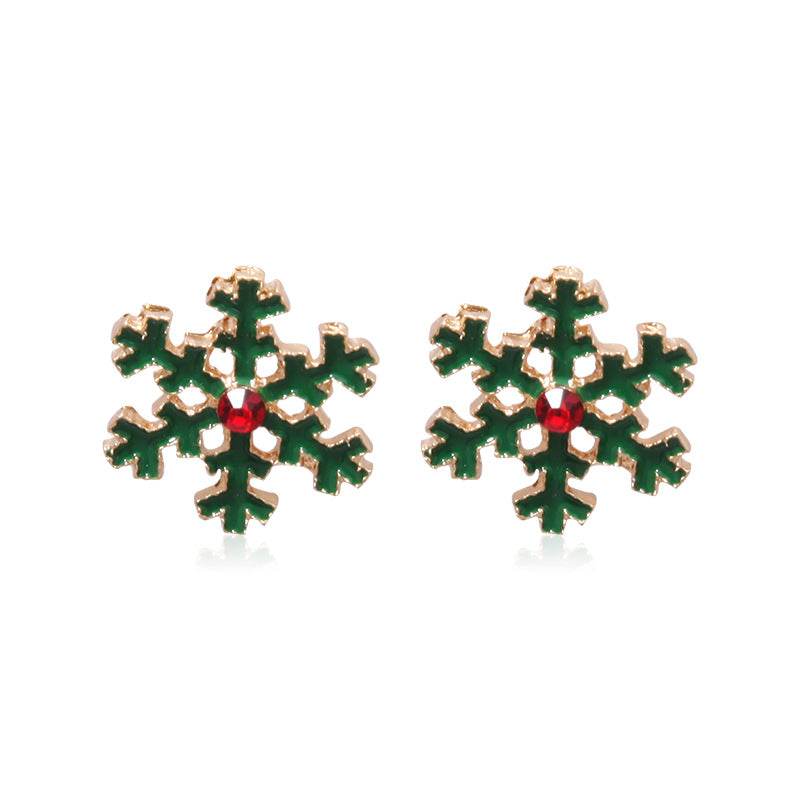 Wholesale Christmas Alloy Oil Drop Christmas Tree Snowflake Earrings ACC-ES-Bingl005