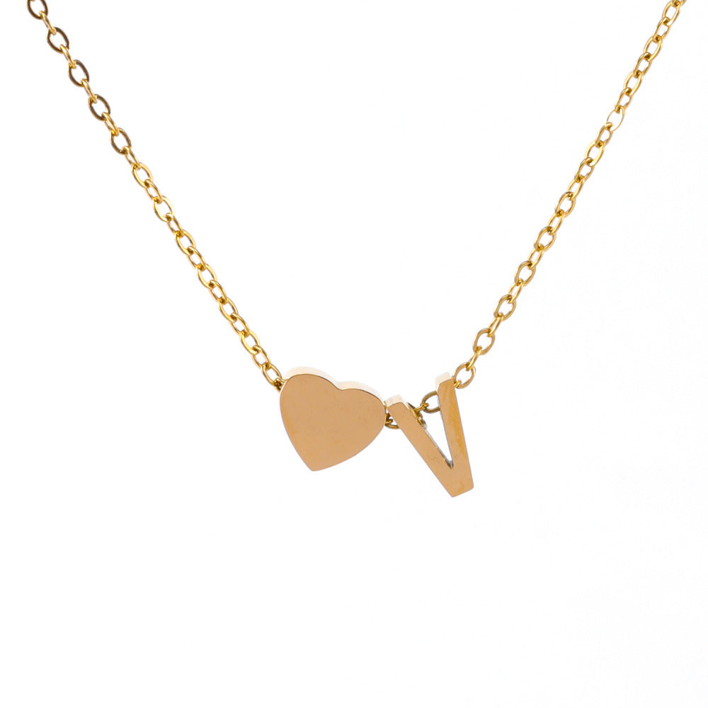 Wholesale 18K Gold Titanium Steel Letter Love Necklace ACC-NE-FeiLing004