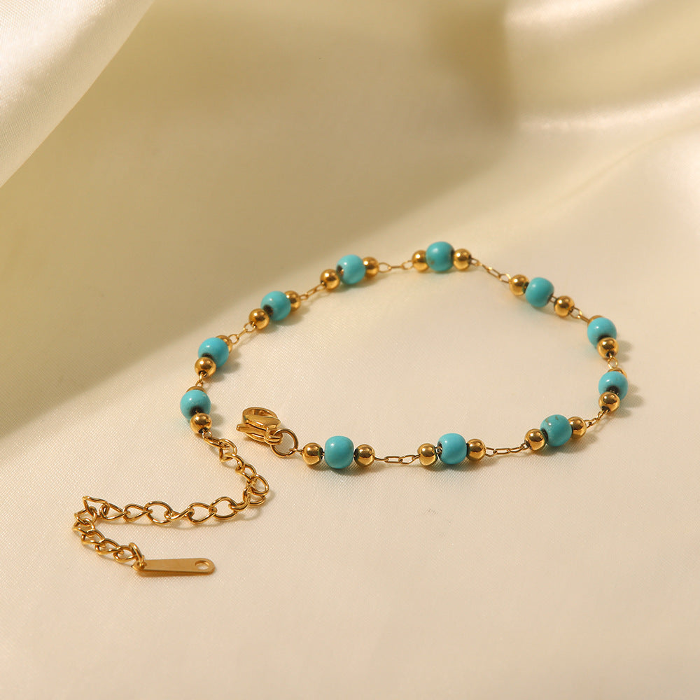 Wholesale 18K Gold Plated Bracelet Stainless Steel Bracelets Turquoise Bracelet ACC-BT-JD002