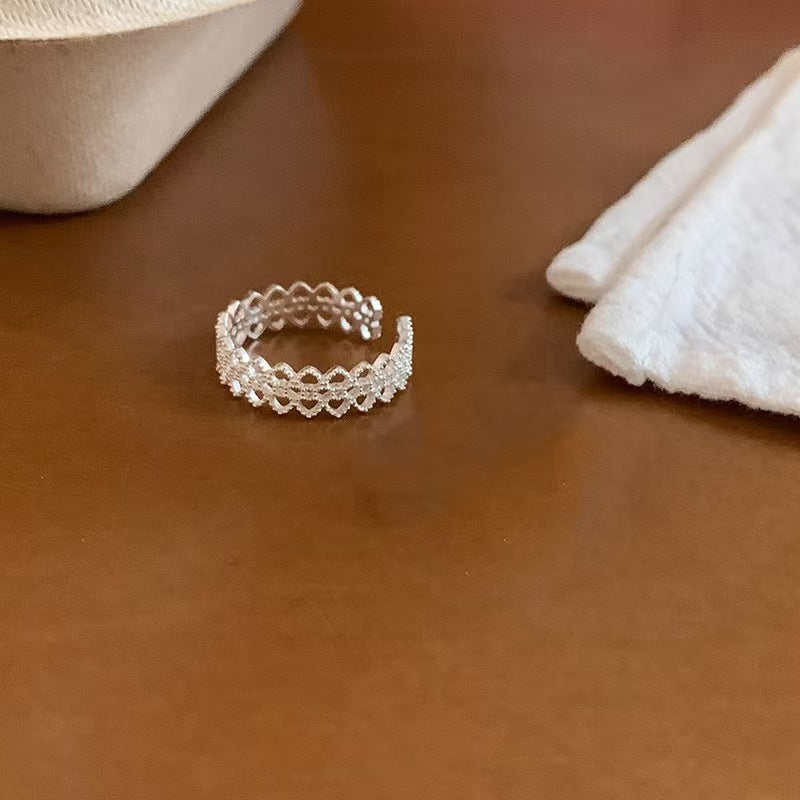 Wholesale Stylish Hollow Lace Heart Adjustable Ring Fashion Alloy Jewelry Accessory For Boutique Resale