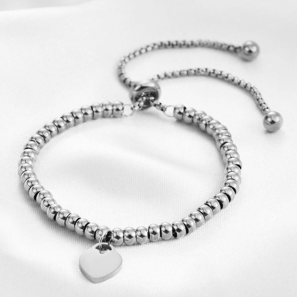 Wholesale  4MM titanium steel ball chain love retractable adjustable bracelet