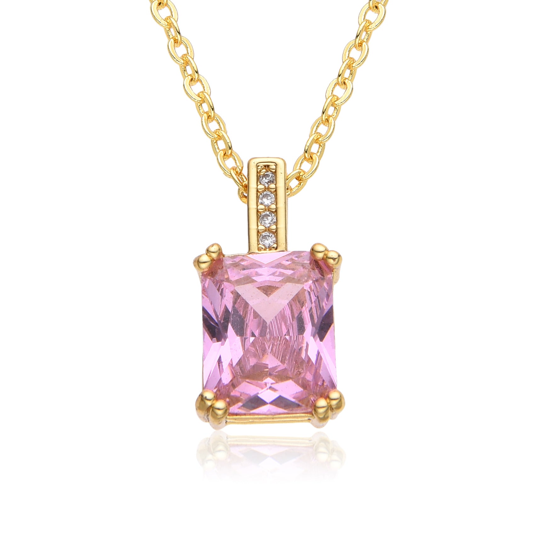 Wholesale Square zircon necklace  simple clavicle chain light luxury clavicle chain