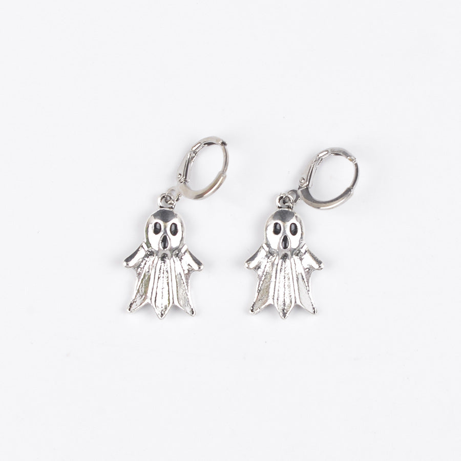 Wholesale  Ghost Pendant Earrings Necklace Set In Gold Zinc Alloy Party Fashion Accessory