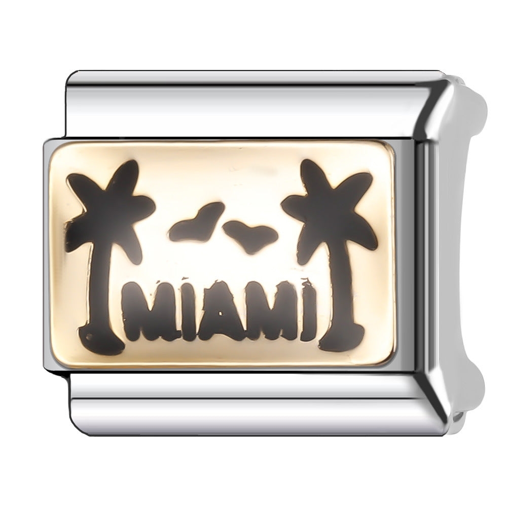 Wholesale Italian Charm Bracelet 9mm DIY Splicing Gold Chess Series Stainless Steel Composable Bracelet