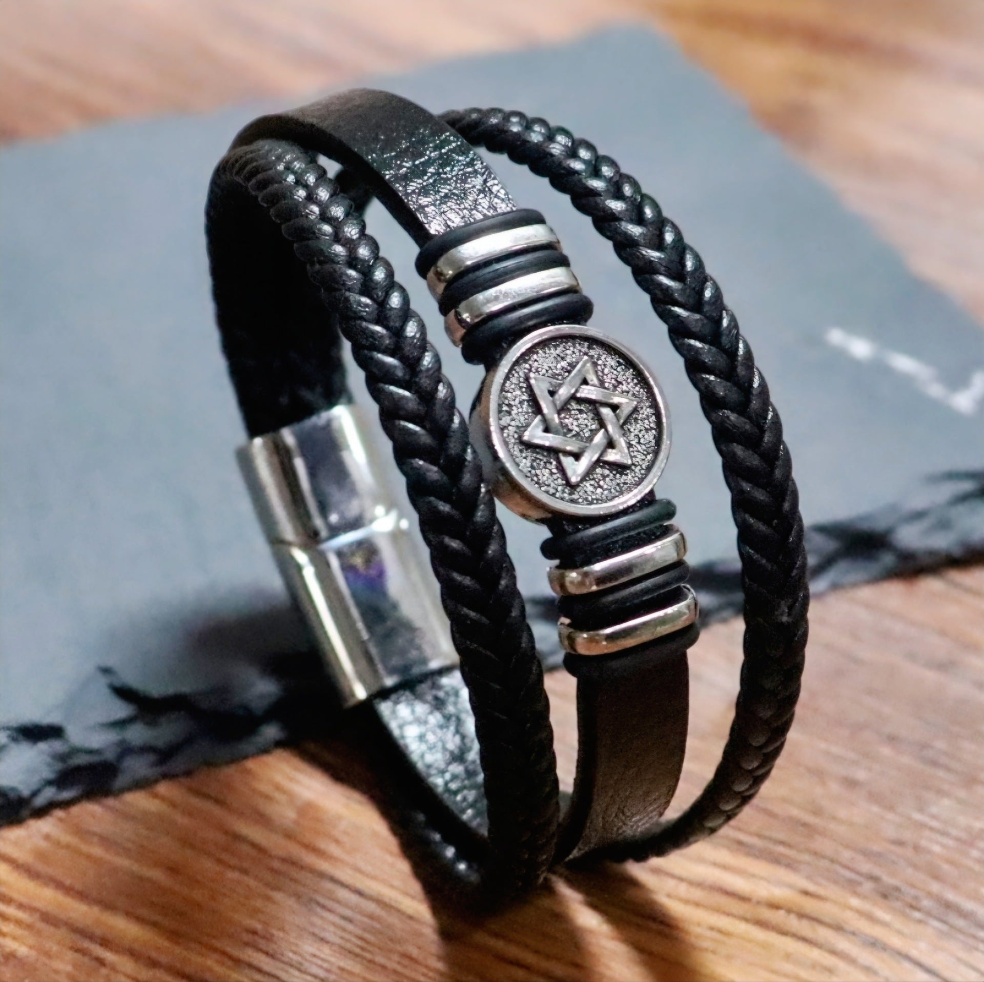 Wholesale Braided Leather Bracelet Wish Tree Design Multi Layer Stacking Wristband For Men Unisex Fashion Jewelry Accessory Gift