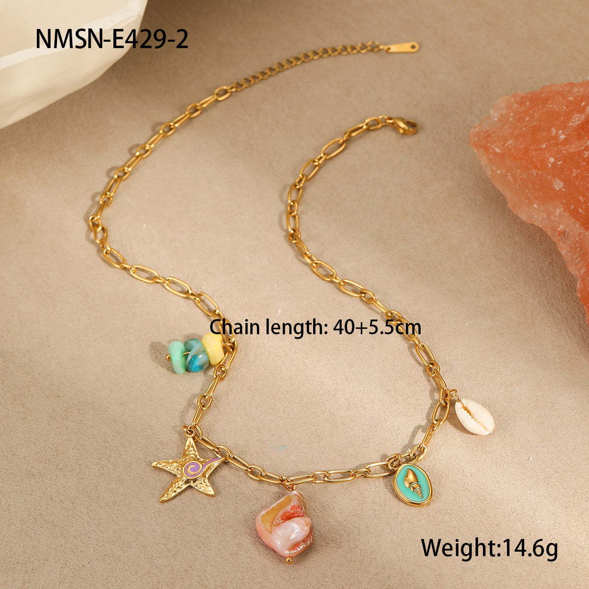 Wholesale Beach Shell Starfish Necklace Stainless Steel Necklace 18K Gold Bracelet