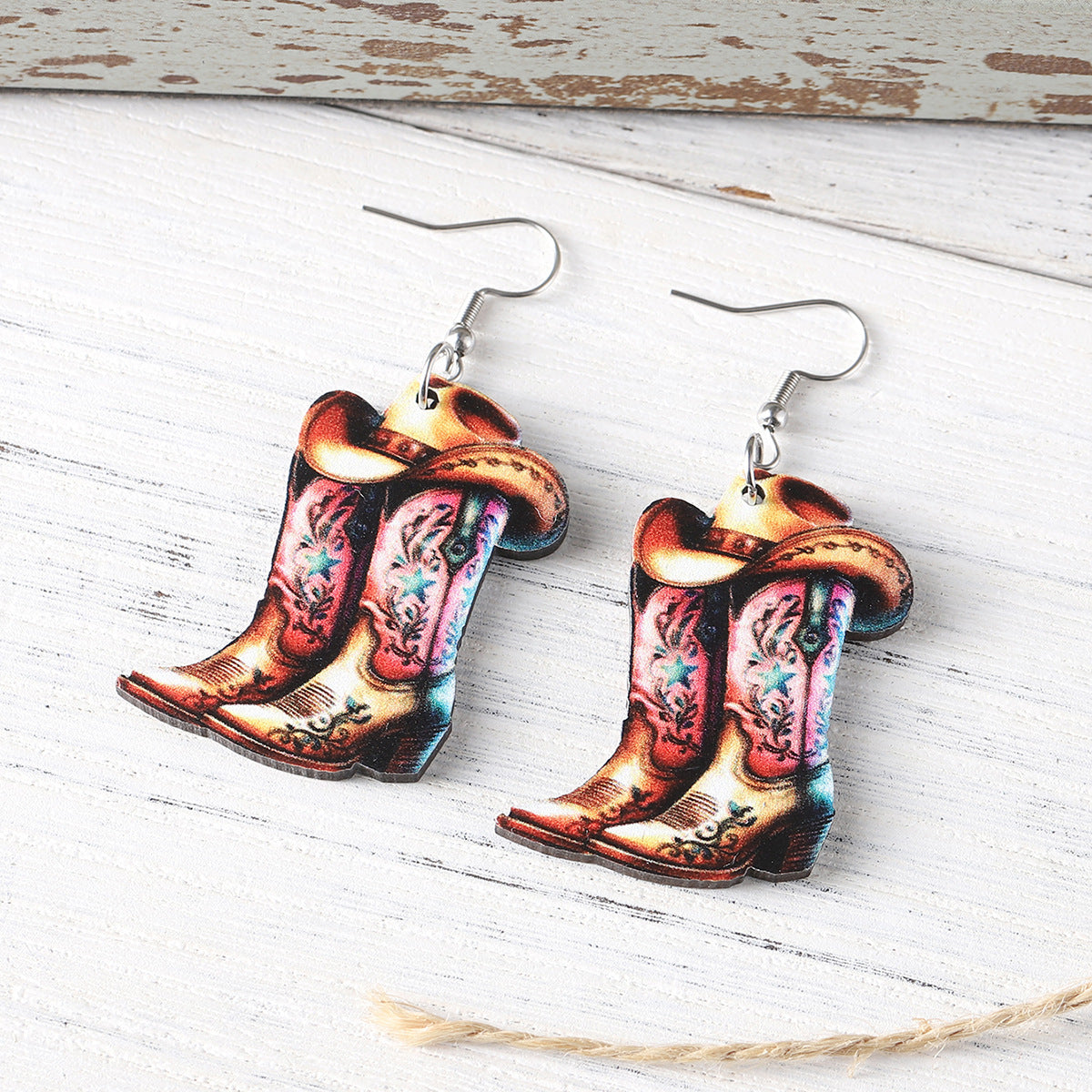 Wholesale Western style cowboy star boots hat pendant earrings