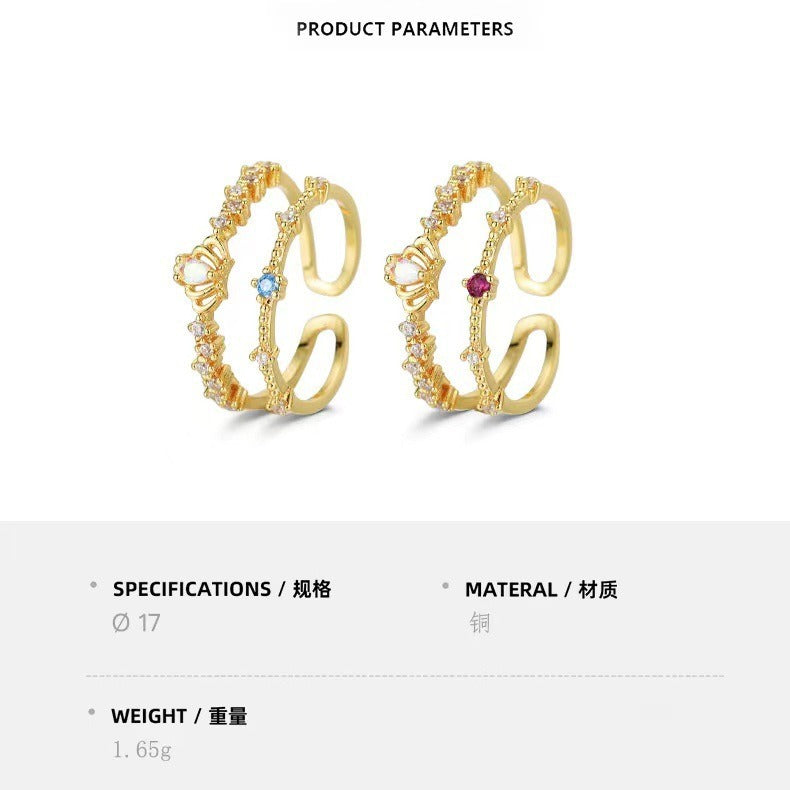 Wholesale Double Line Colored Diamond Super Sparkling Moonstone Rings ACC-RS-YXY034