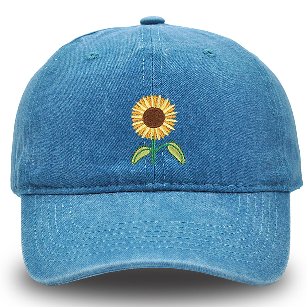 Wholesale Vintage Washed Botanical Sunflower Baseball Cap ACC-HT-HaiPu031